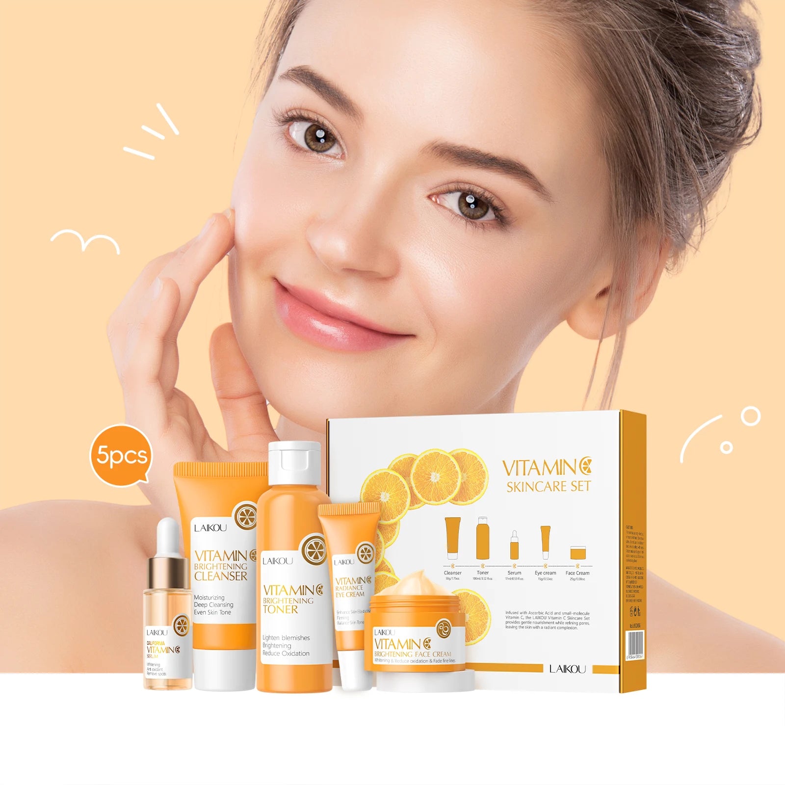 LAIKOU California Vitamin C Clinical Brightening System (5-Piece Luxury Ritual)